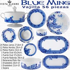 BLUE MING Vajilla Vista Alegre 56 piezas completa