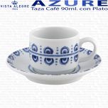 azure lux taza cafe 90ml con plato vista alegre porcelana clasica
