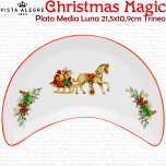 Plato Media Luna Ensalada Trineo decoracion Navidad Vista Alegre CHRISTMAS MAGIC