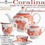 CORALINA Oscar de la Renta Juego de Té 12 servicios 27 piezas Vista Alegre