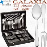 Cubertería 113 piezas Cruz de Malta GALAXIA 3600 en estuche con Cuchillos Chuleteros