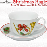 Taza de Té Cornetín con Plato Christmas Magic decoración Navideña Vista Alegre