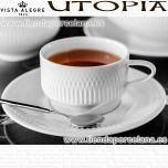 Taza Té - Café / Leche con Plato recta apilable Vista Alegre Porcelana Decoración Relieve Origami