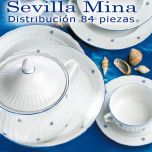... ¡¡¡ ¡¡¡ STOCK AGOTADO !!! !!! ... Vajilla con Juego de Café 84 piezas Santa Clara Sevilla Mina Flor Azul