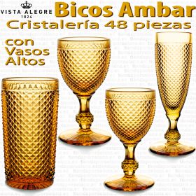 Cristalería 48 piezas con Vasos Altos Vista Alegre Bicos AMBAR
