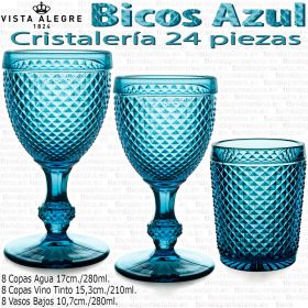 BICOS Azul Cristalería 24 copas