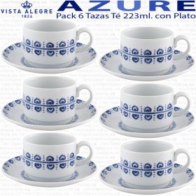 Set 6 Tazas Té con Plato AZURE LUX Vista Alegre