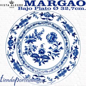 Bajo Plato Presentación Vista Alegre MARGAO piezas vajilla porcelana azul cobalto