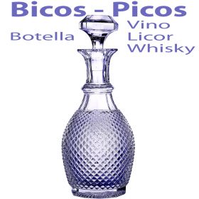 Botella Agua Vino Licor o Whisky Vista Alegre Bicos Picos Azul Lavanda