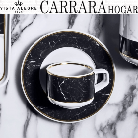 Juego 6 Tazas Cafe 100ml. con Plato Vista Alegre CARRARA HOGAR