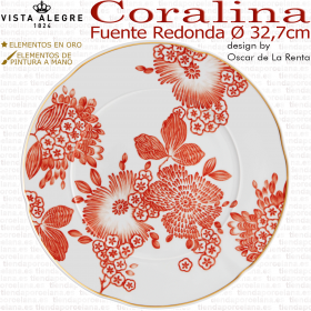 Imagen a mesa puesa de la elegante vajilla de Vista Alegre modelo Coralida del diseñador Oscar de la Renta