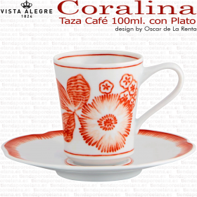 Taza Café con Plato Oscar de la renta CORALINA Vista Alegre