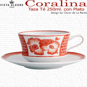 Taza Té con Plato Vista Alegre Coralina Oscar de la Renta