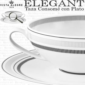 ELEGANT Vista Alegre Tazas Consomé con Plato