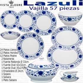 Vajilla Lazuli Vista Alegre 57 piezas Lapis Luso