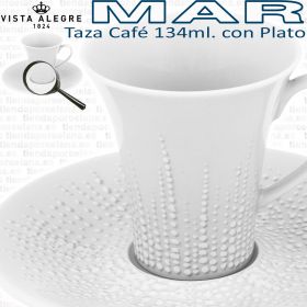 6 Tazas Café Grandes 134ml. con Plato Vista Alegre colección MAR