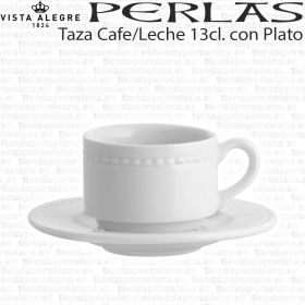 Taza Café con Leche 13 cl. Vista Alegre Perlas, taza clasica para uso diario muy resistente.