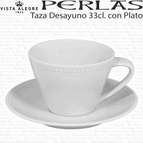 Taza Desayuno apilable con Plato 26 cl Vista Alegre Perla, taza para hogar y hostelería reforzada.