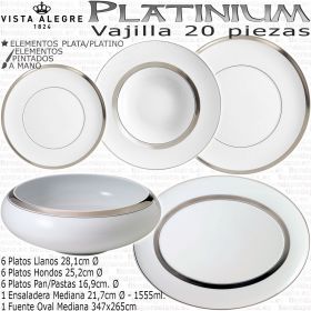 Vajilla Platinium 20 piezas Domo Vista Alegre colección