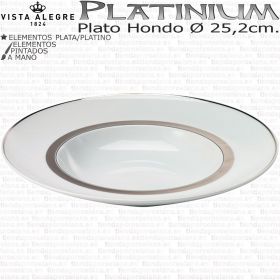 Plato Hondo Sopero Domo Platinium Vista Alegre Porcelana Plata