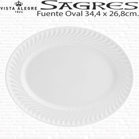 SAGRES Fuente Ovalada Mediana colección Porcelanas Vista Alegre decoración olas relieve