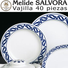 Vajilla reforzada y resistente para uso diario Santa Clara Pontesa Melide Sálvora, distibución 40 piezas.