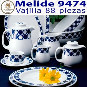 Vajilla con Tazas Café, Té y Desayuno Santa Clara Melide 9474, una vajilla de hogar y porcelana profesional.