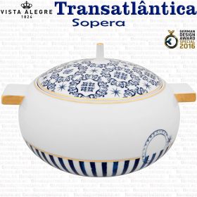 Sopera Transatlantica Vista Alegre decoracion Azul Cobalto y Oro