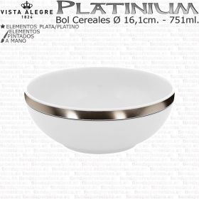 Platinium Cazoleta Bol Cereales Vista Alegre Porcelana Plata