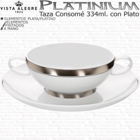 PLATINIUM Tazas Consome Salmorejo Gazpacho con Plato Porcelana Vista Alegre