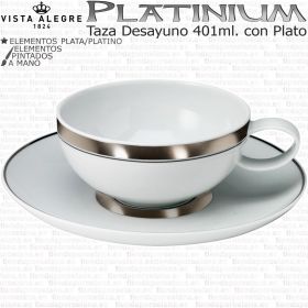 Platinum Tazas Desayuno con Plato Vista Alegre porcelana Plata