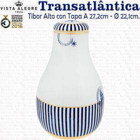 Tibor / Jarrón Alto con Tapa A 27,2cm - Ø 22,1cm. Vista Alegre TRANSATLANTICA