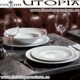 UTOPIA Platos Vajilla Vista Alegre Porcelana Blanca Decorada relieve