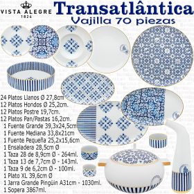 TRANSATLANTICA Vajilla 70 piezas Vista Alegre Portugal