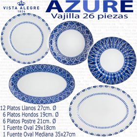 AZURE LUX vajilla corte ingles Vista Alegre 26 piezas