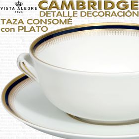 Cambridge Vista Alegre detalle decoración de la Taza de Consomé con Plato