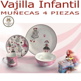 Vajilla Infantil 4 piezas Niña Muñecas