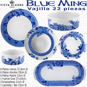 BLUE MING Vajilla Vista Alegre 22 piezas