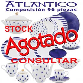 Vajilla con Café y Consomé Atlantico Porcel Porcelanas modelo Atlantico 96 piezas