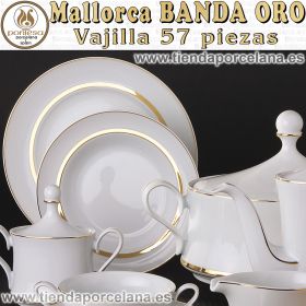 Vajilla con juego de Café 84 piezas 12 servicios completos Santa Clara  Mallorca Banda Plata