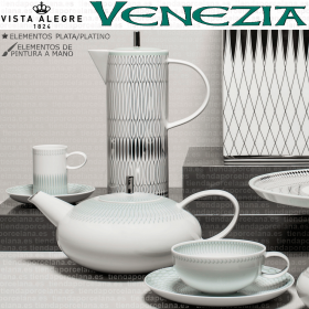 Servicio Cafe Te Vista Alegre VENEZIA Verde y Plata