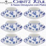Set 6 Tazas Desayuno con Plato Vista Alegre CHINTZ