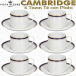 Cambridge Vista Alegre, juego de 6 Tazas de Té con Plato