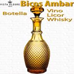 Botella Vino - Licor - Whisky Vidrio Vista Alegre Bicos / Picos AMBAR