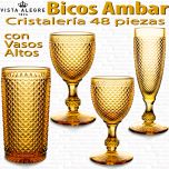 Cristalería 48 piezas con Vasos Altos Vista Alegre Bicos AMBAR