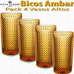 Pack 4 Vasos Altos 13,9cm./330ml. Vidrio Vista Alegre PICOS / BICOS AMBAR