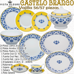 Vajilla completa 57 piezas Vista Alegre CASTELO BRANCO