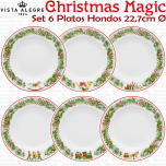 6 Platos Hondos Navidad Vista Alegre colección Christmas Magic
