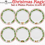 Pack 6 Platos Navidad Postre Vista Alegre Christmas Magic