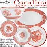 CORALINA set 18 piezas vajilla porcelana vista alegre oscar de la renta